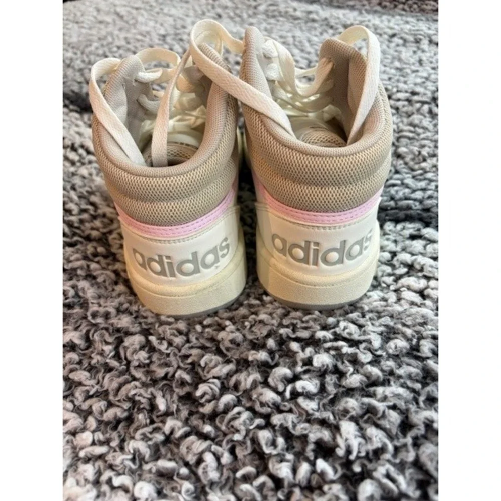 Women's White Adidas Hoops‎ 3.0 Mid Shoes Size 6.5